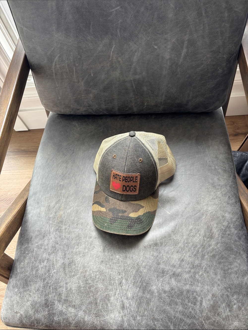 Hat: 'Hate People Love Dogs' Camouflage Trucker Cap